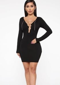 NEVER WORN black rhinestone lace up dress